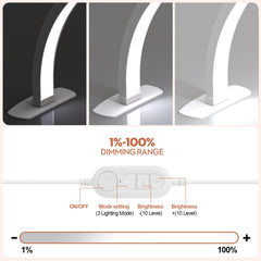 SLYFTE nail desk light with 3 color temps for versatile task lighting.
