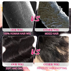 Smabuity wig texture close-up displays natural body wave and shine.