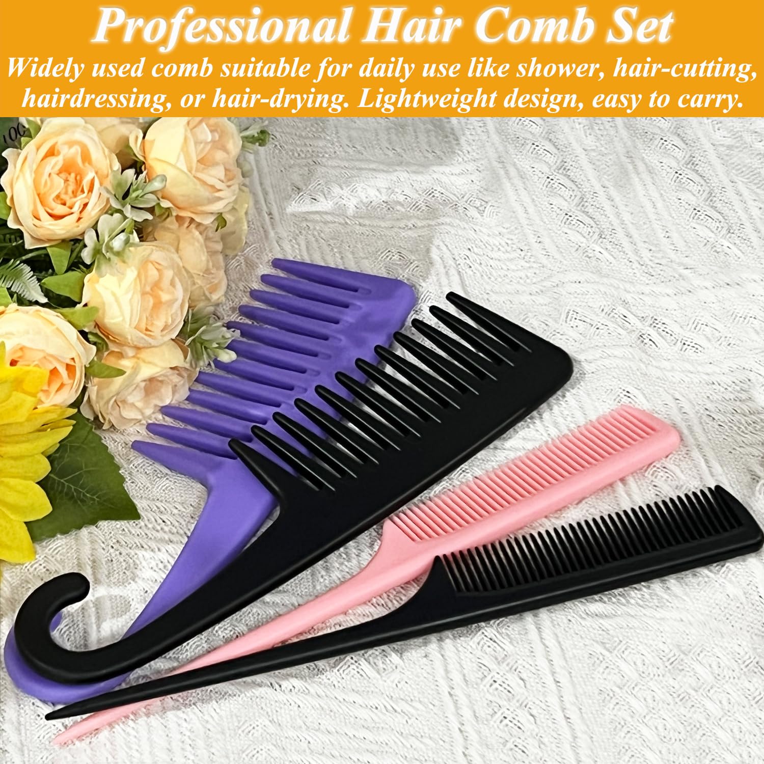 SmaringWing combs with easy-hang hook for shower storage.