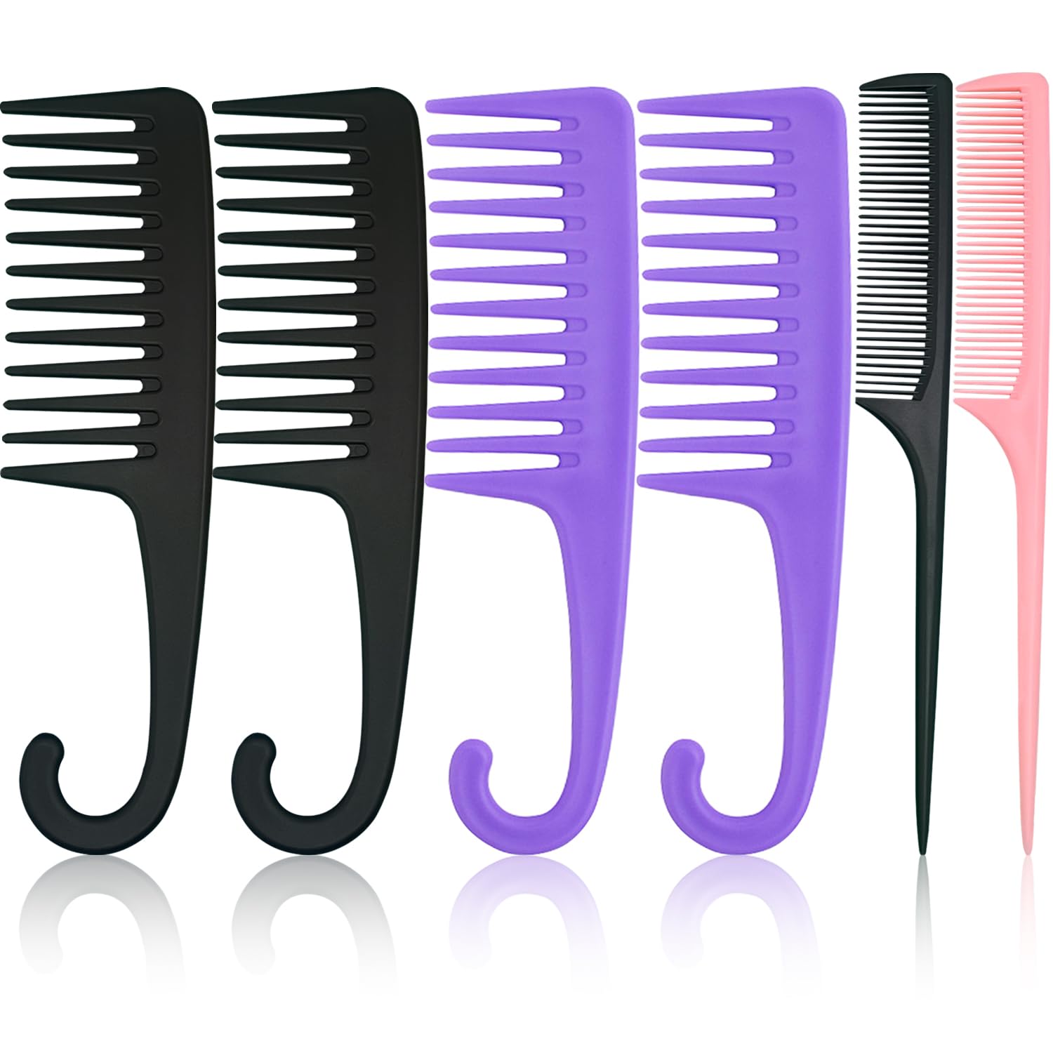 SmaringWing large wide-tooth curved-handle black comb ideal for detangling wet hair.