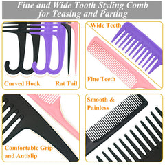 SmaringWing rat-tail comb black provides precise parting for styling.