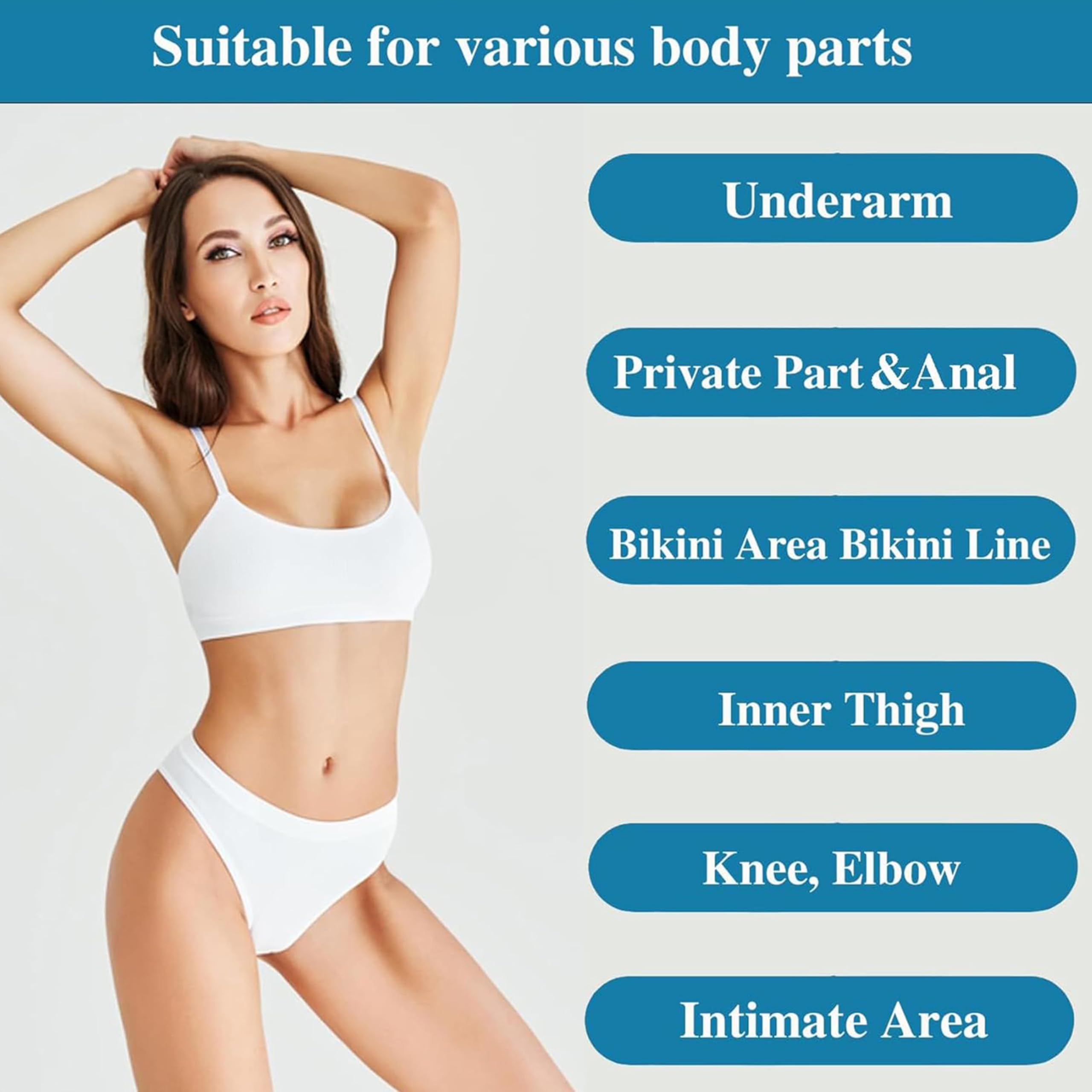 SMILEFACE inner-thighs knees elbows cream in use on multiple areas