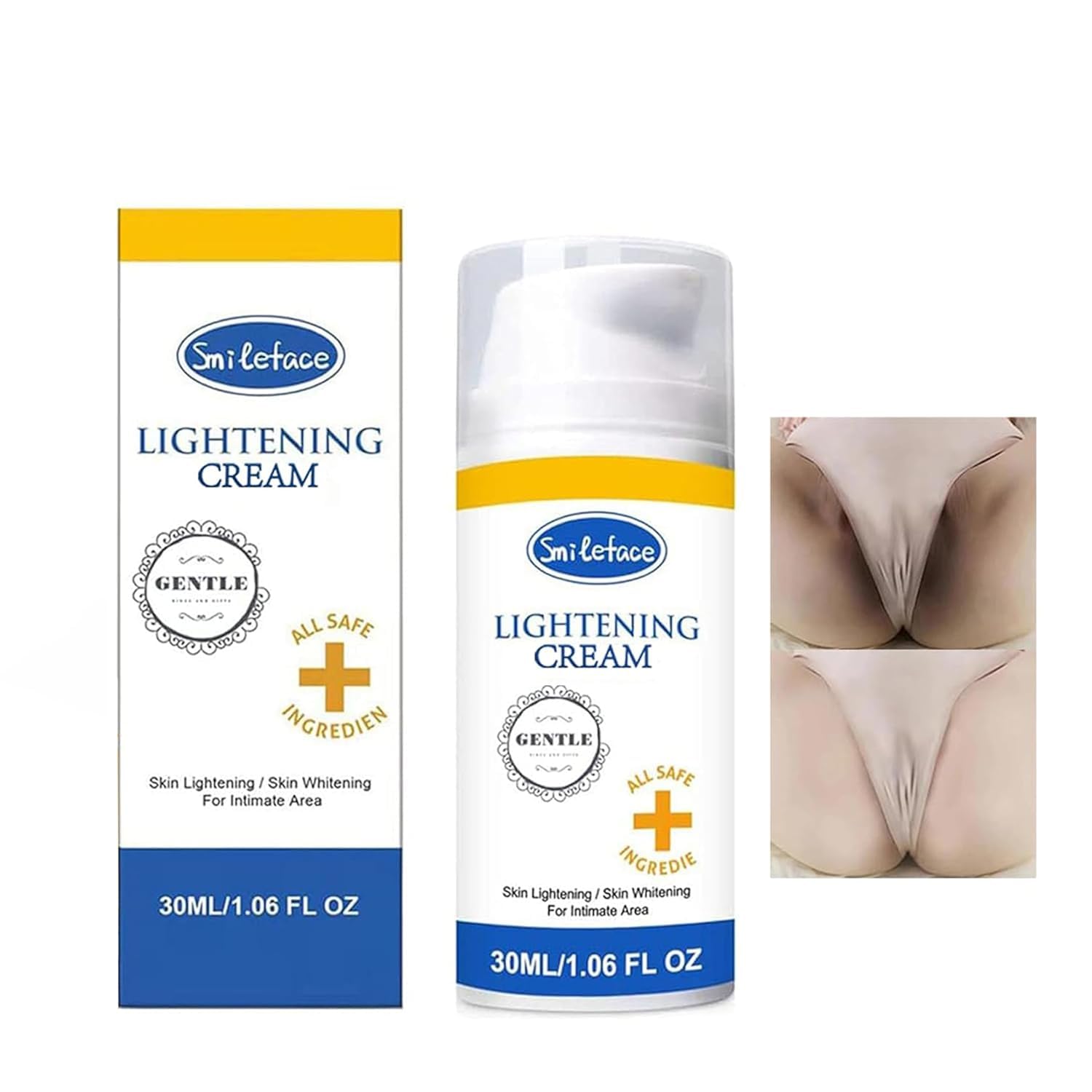 SMILEFACE intimate-areas cream close-up shows easy application on skin