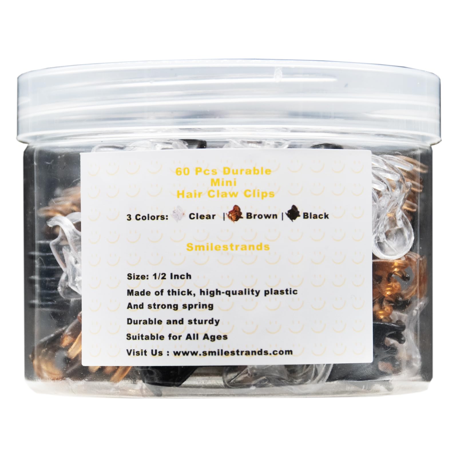 Smilestrands 60-piece storage jar keeps three-color clips organized