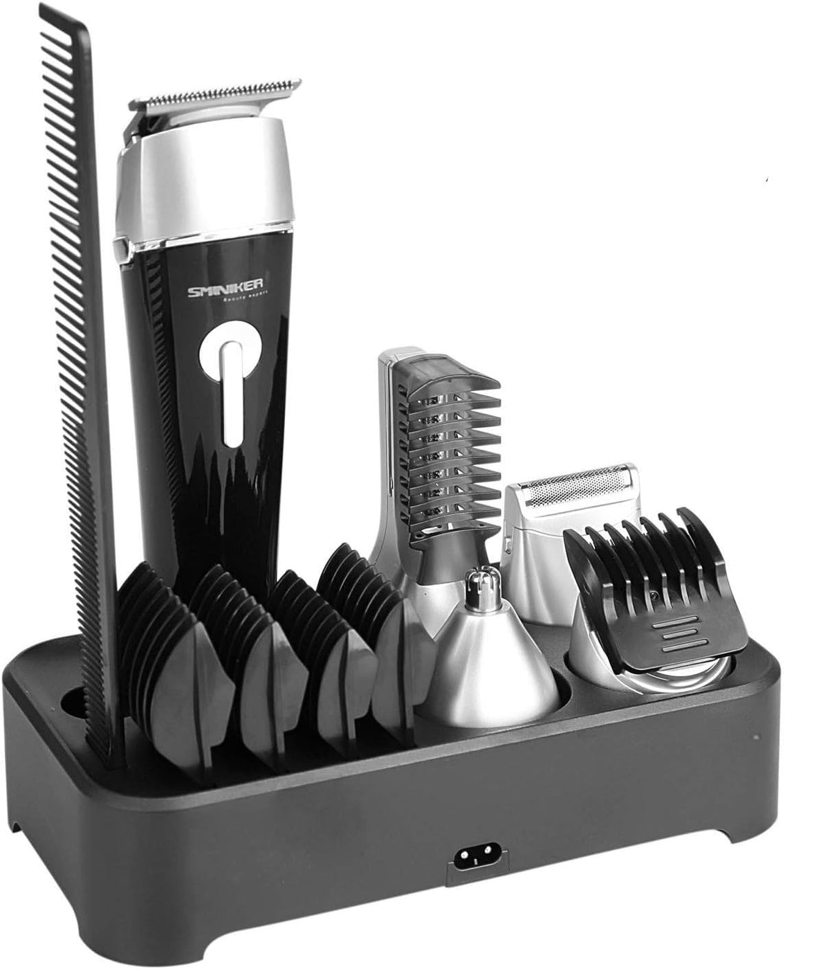 Sminiker Professional 5in1 hair clipper with adjustable combs for precise, even trims at home.