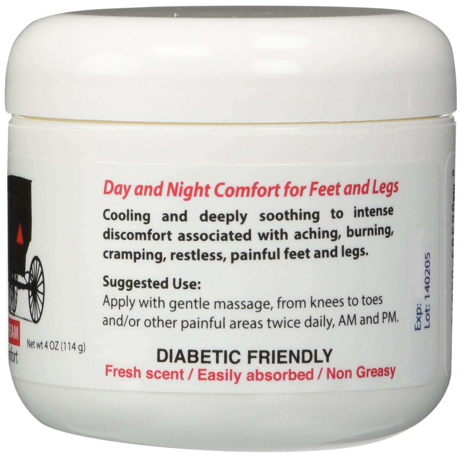 Smith's Amish Foot Cream texture closeup shows dense, easily absorbed formula for quick comfort