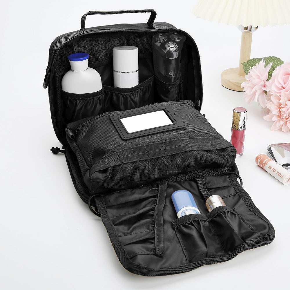 SMONT toiletry bag back zipper organizer hook for easy bag placement