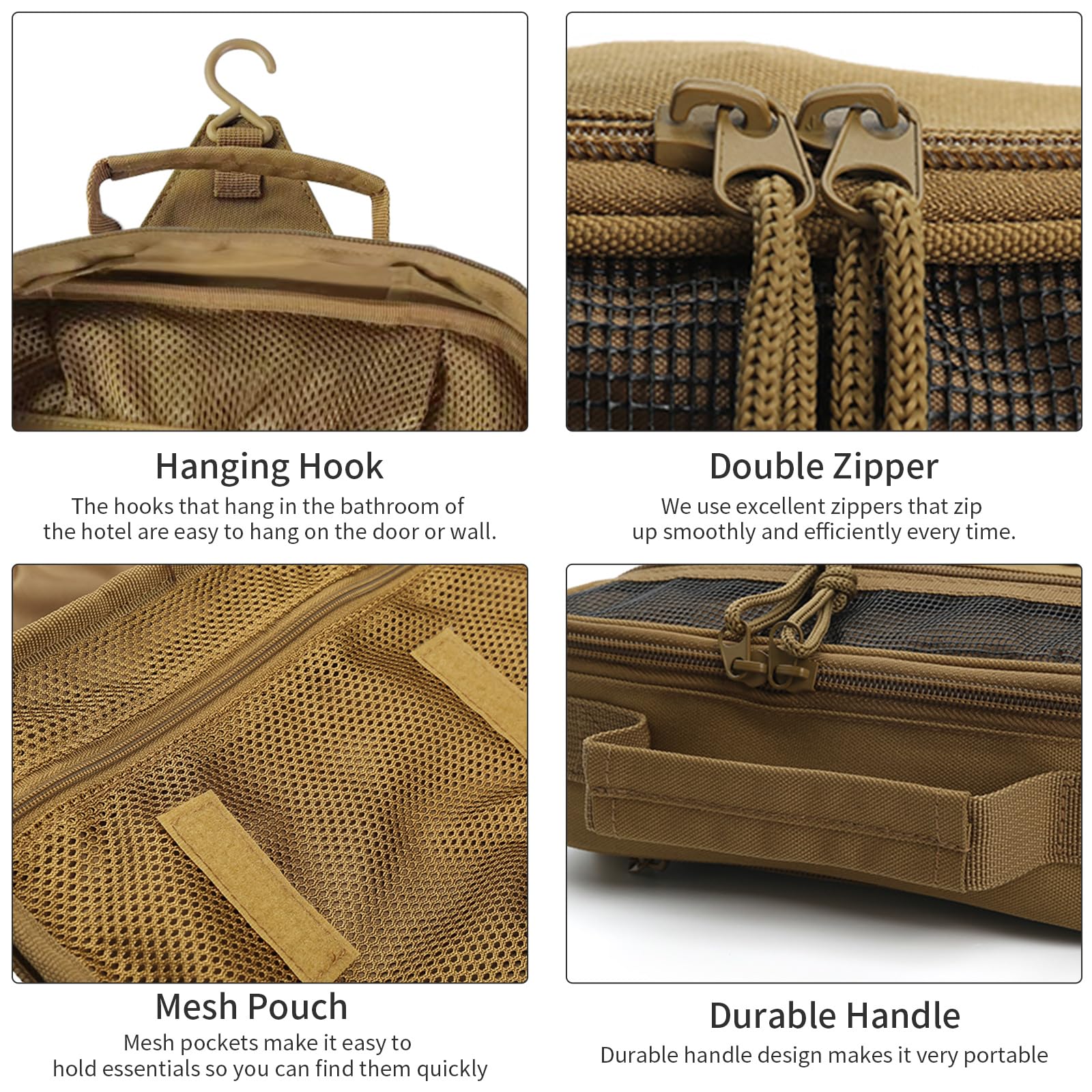 SMONT toiletry bag front MOLLE panel enables carabiner attachment and extra storage