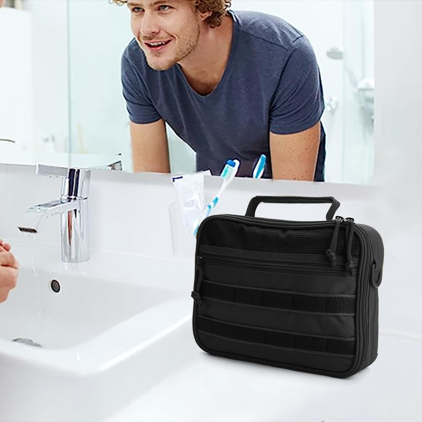 SMONT toiletry bag large capacity fits a full week-long travel kit