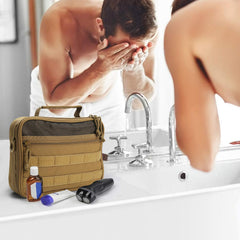 SMONT toiletry bag open compartments demonstrate 3-layer organization for easy packing
