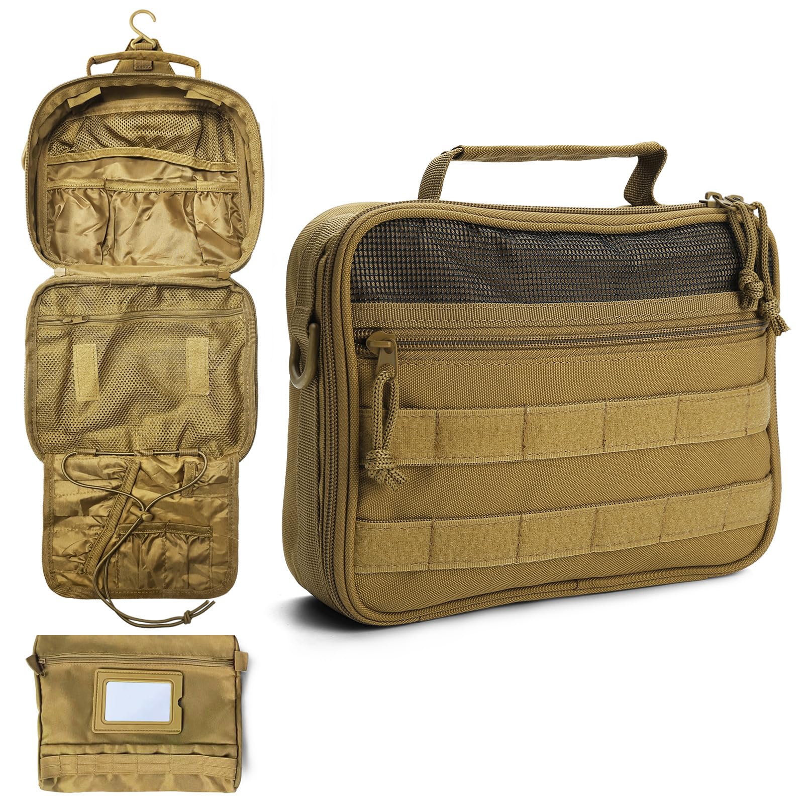 SMONT toiletry bag side view shows durable frame for organized packing on trips