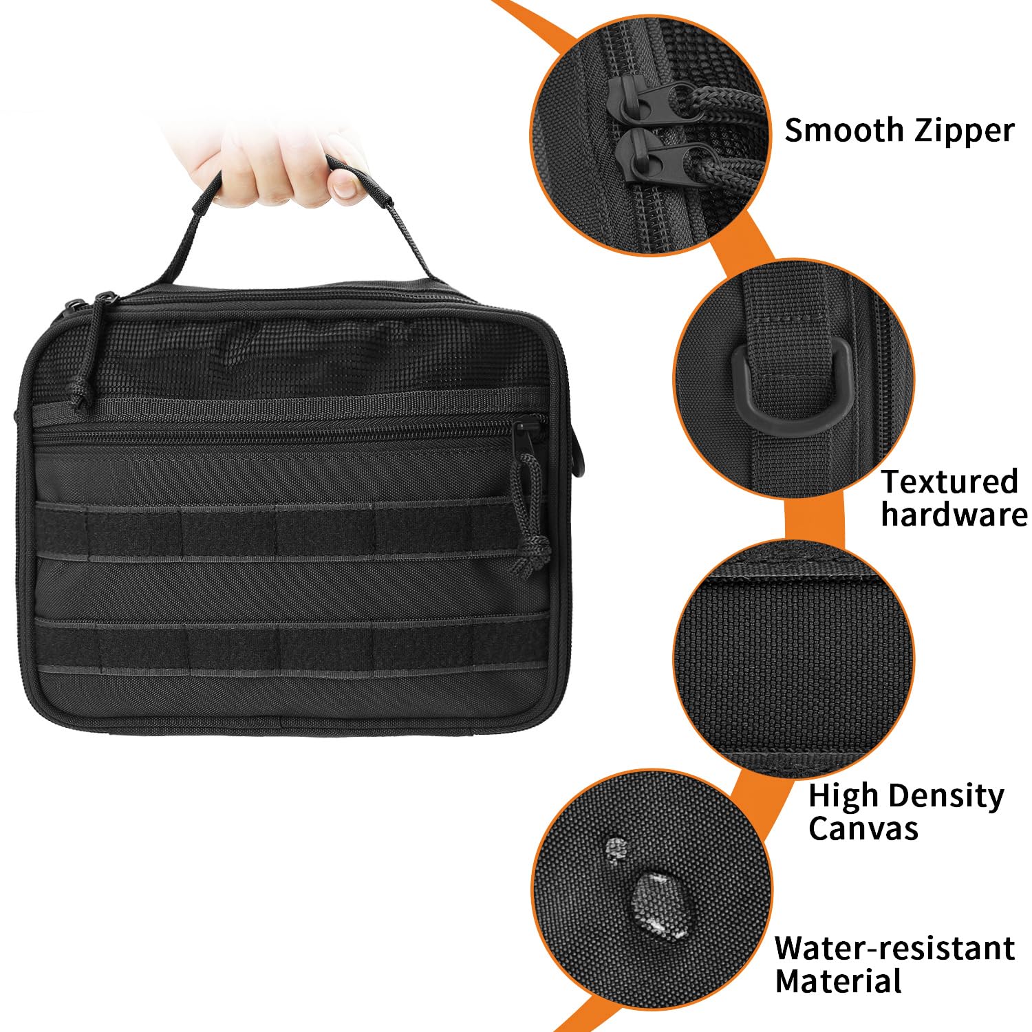 SMONT toiletry bag MOLLE front pocket for attaching pouches and accessories