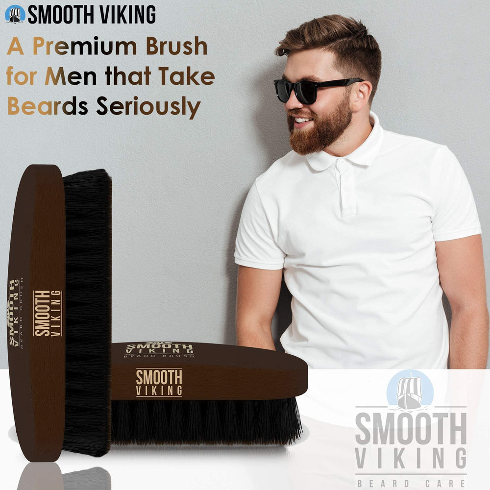 Smooth Viking Beard Brush in use delivering smoother texture and controlled shaping