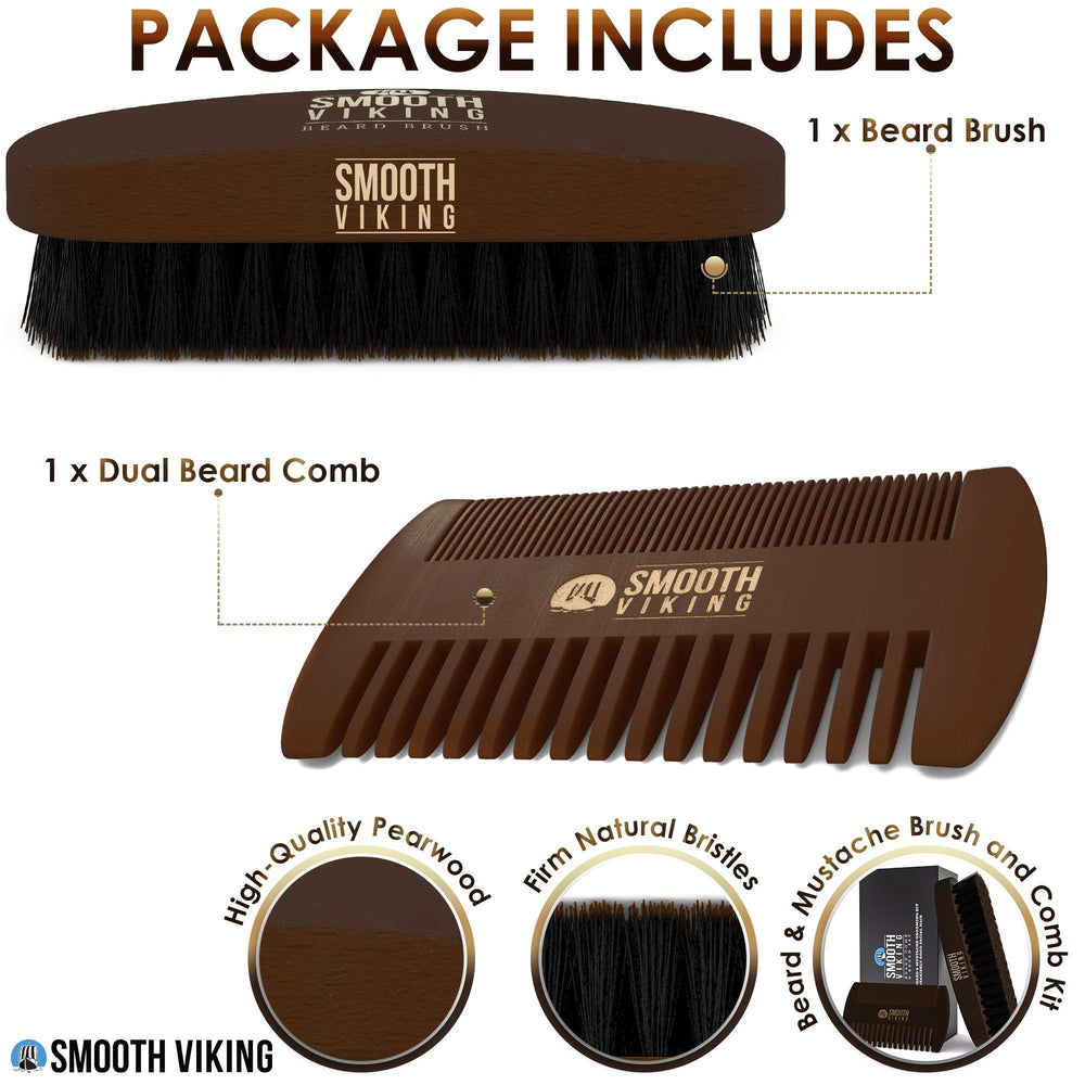 Smooth Viking Beard Brush boar bristles for gentle exfoliation and healthier-looking beard