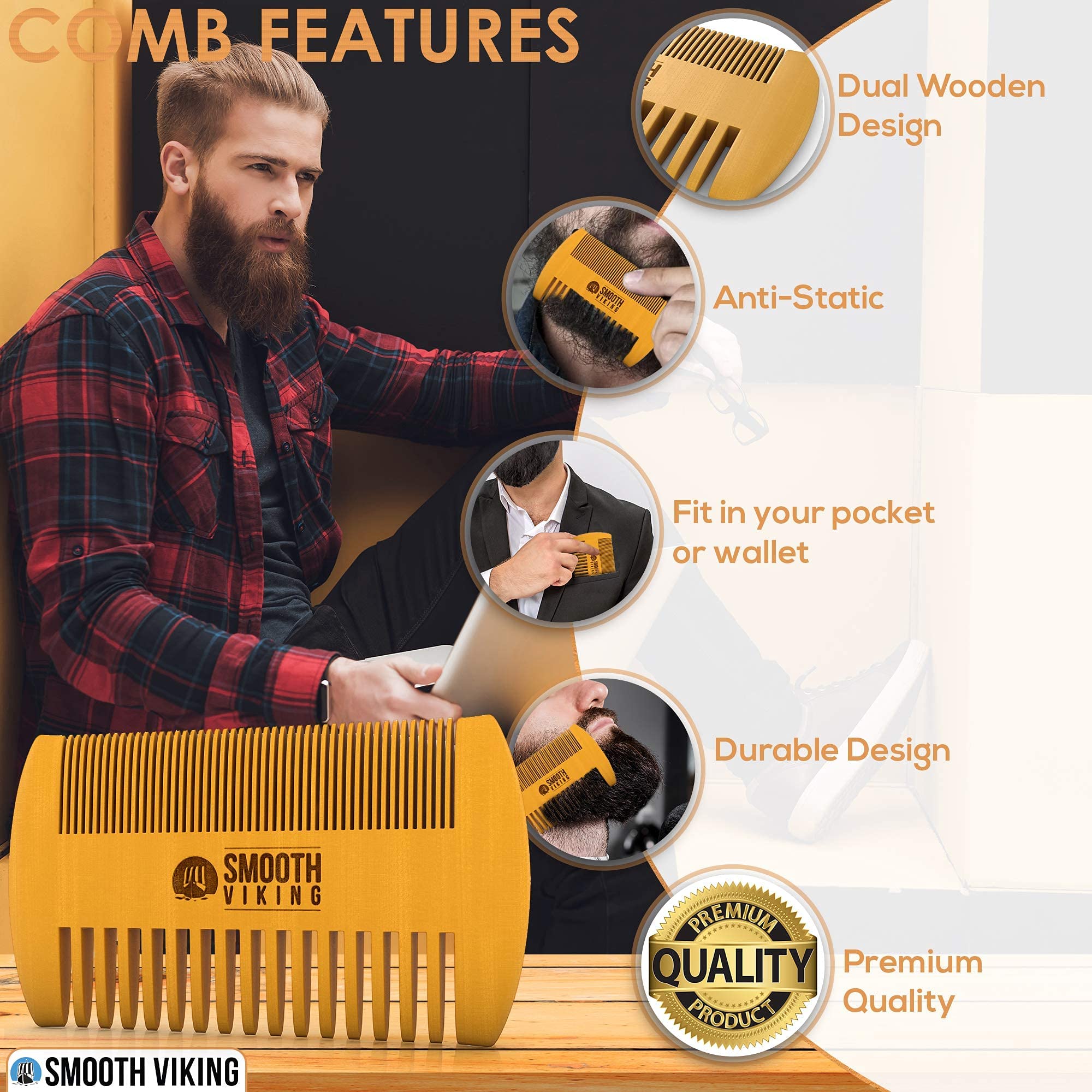 Smooth Viking Natural Boar Bristle Brush shows durable construction for long-lasting grooming sessions.