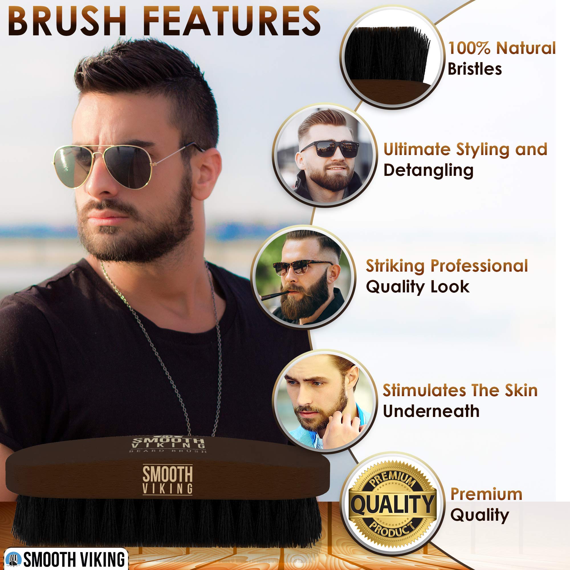 Smooth Viking Beard Comb dual-sided pearwood for detangling and shaping wet or dry beards