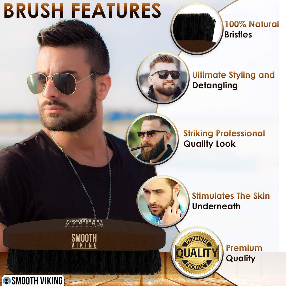 Smooth Viking Beard Comb dual-sided pearwood for detangling and shaping wet or dry beards
