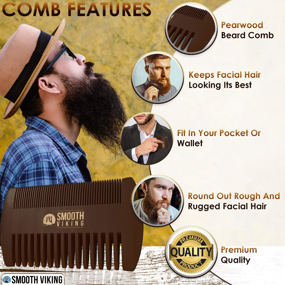 Smooth Viking Beard Grooming Set front view highlighting premium packaging for gifting