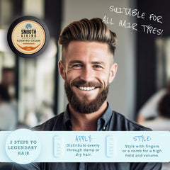 Smooth Viking Forming Cream on textured hair demonstrates natural styling control.