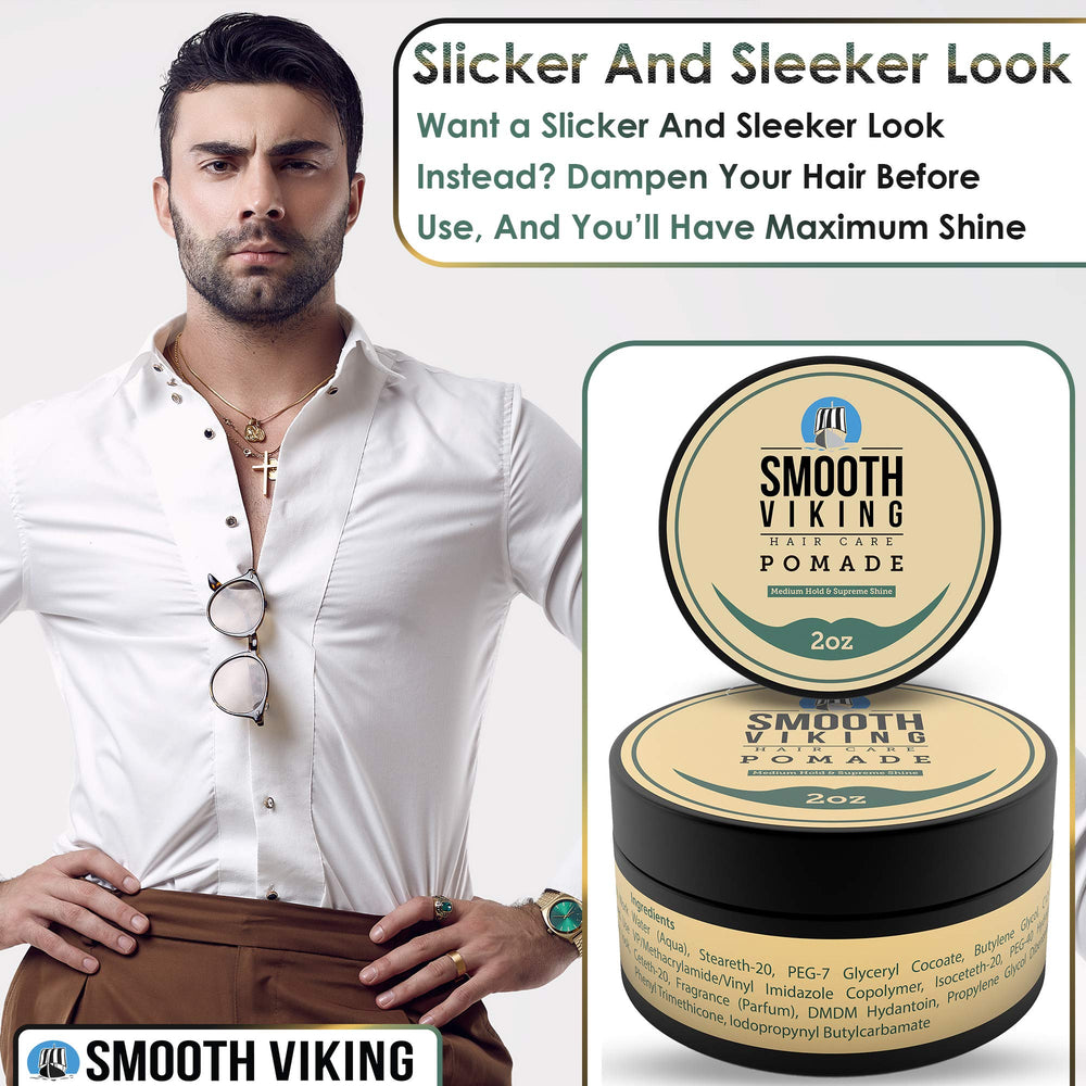 High-shine Smooth Viking finish on styled hair