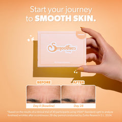 Smoothies transparent patch on skin shows discreet design for seamless night-time use