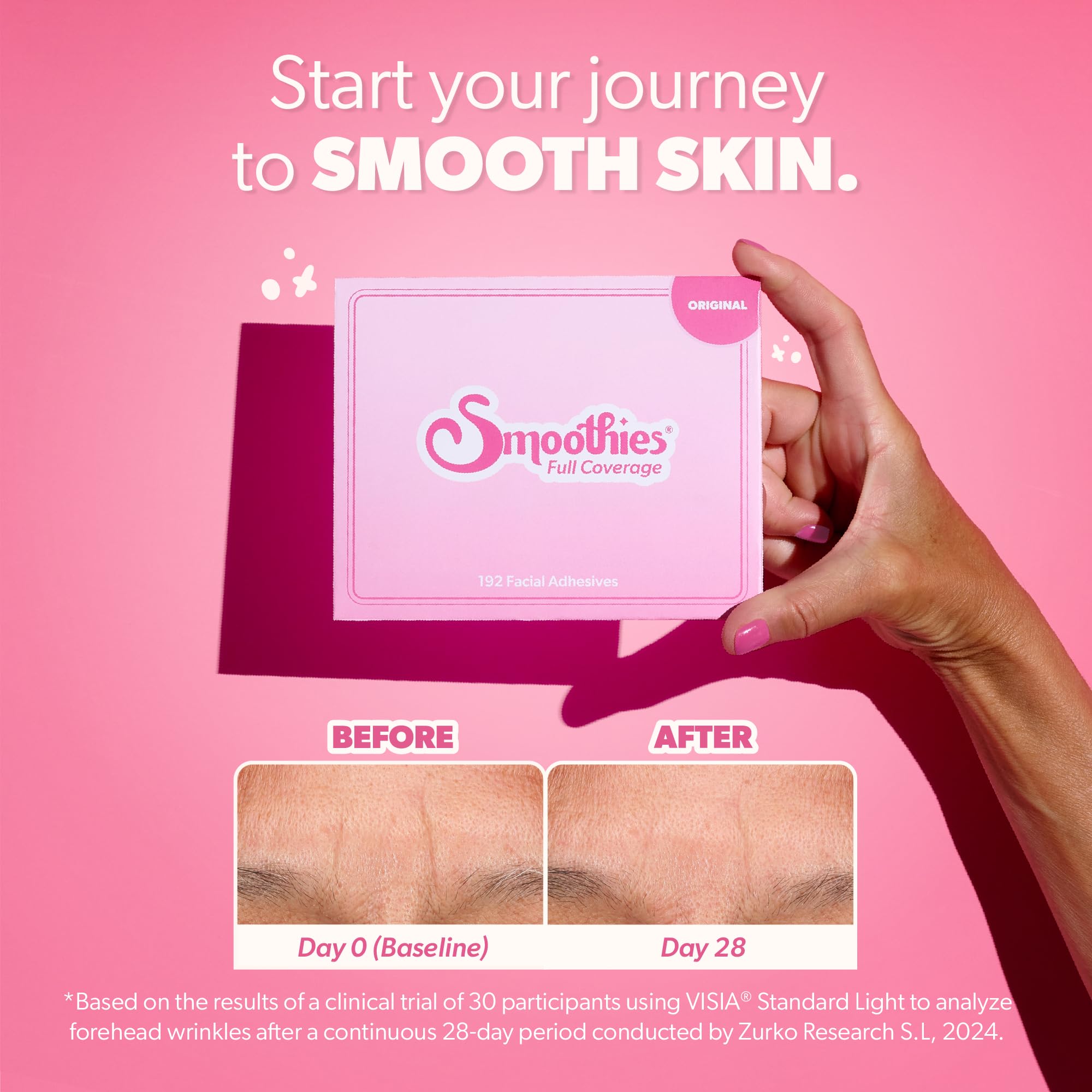 Closeup of Smoothies patch application showing see-through design
