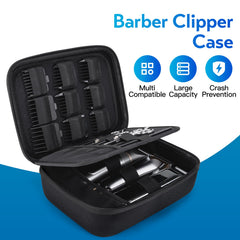 SMYV barber bags case inside-compartments highlight spacious pockets for guards, brush and oil.