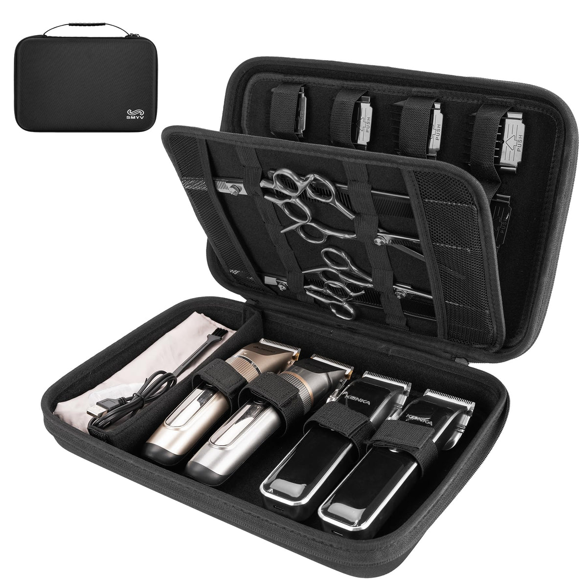 SMYV barber bags clippers case keeps clippers organized for on-the-go grooming.