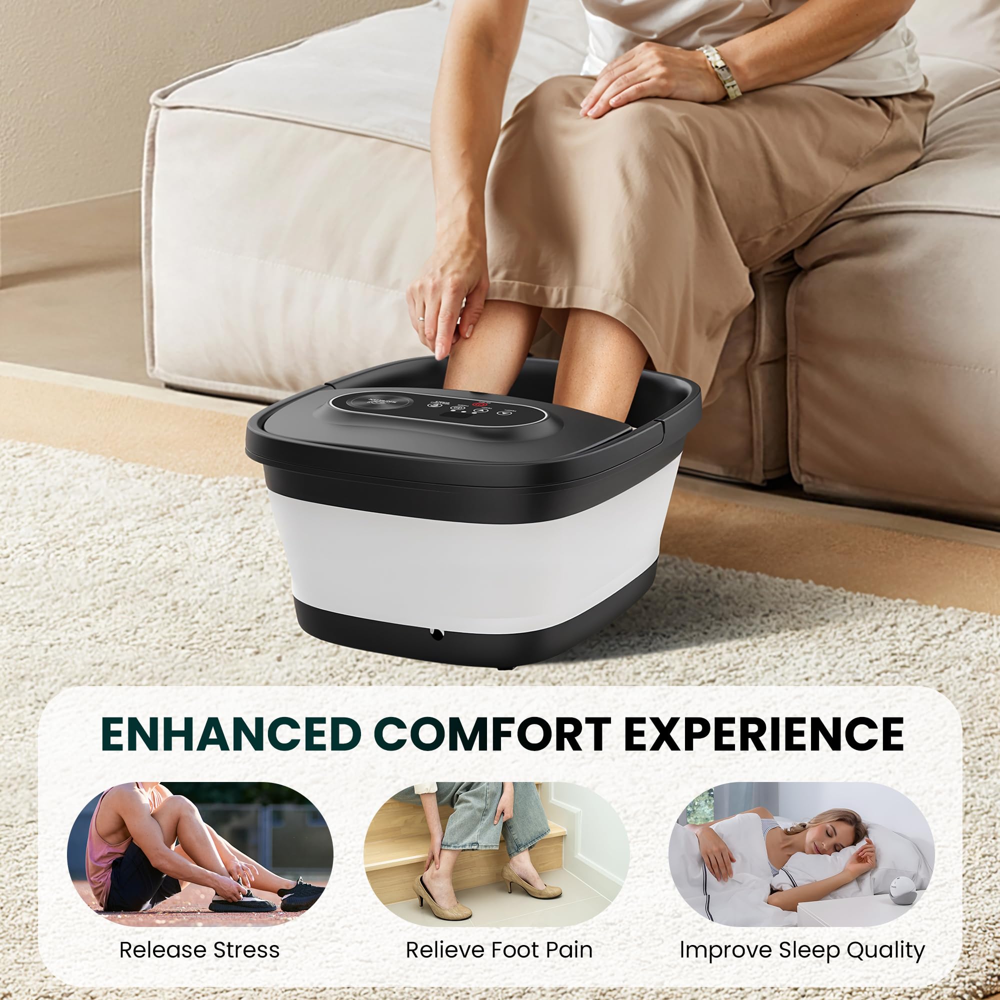 Snailax foot spa-under-sofa-storage fits in small spaces for daily use.