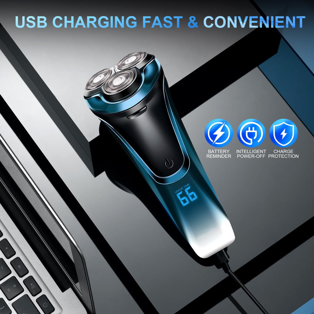 Snapbuy electric razor battery-life-90-minutes graphic suggests long cordless sessions.