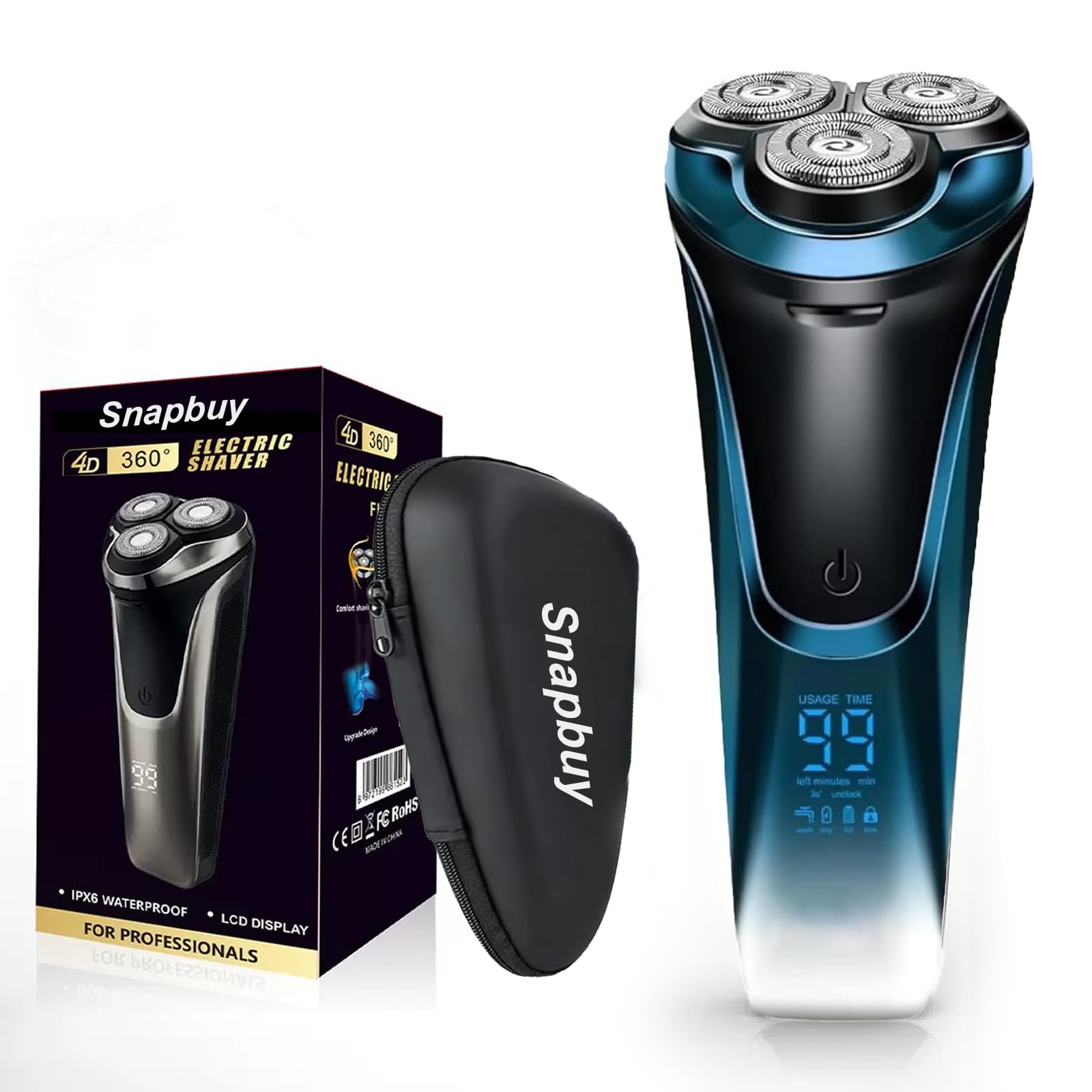 Snapbuy electric razor blue packaging shows premium build for effortless grooming.