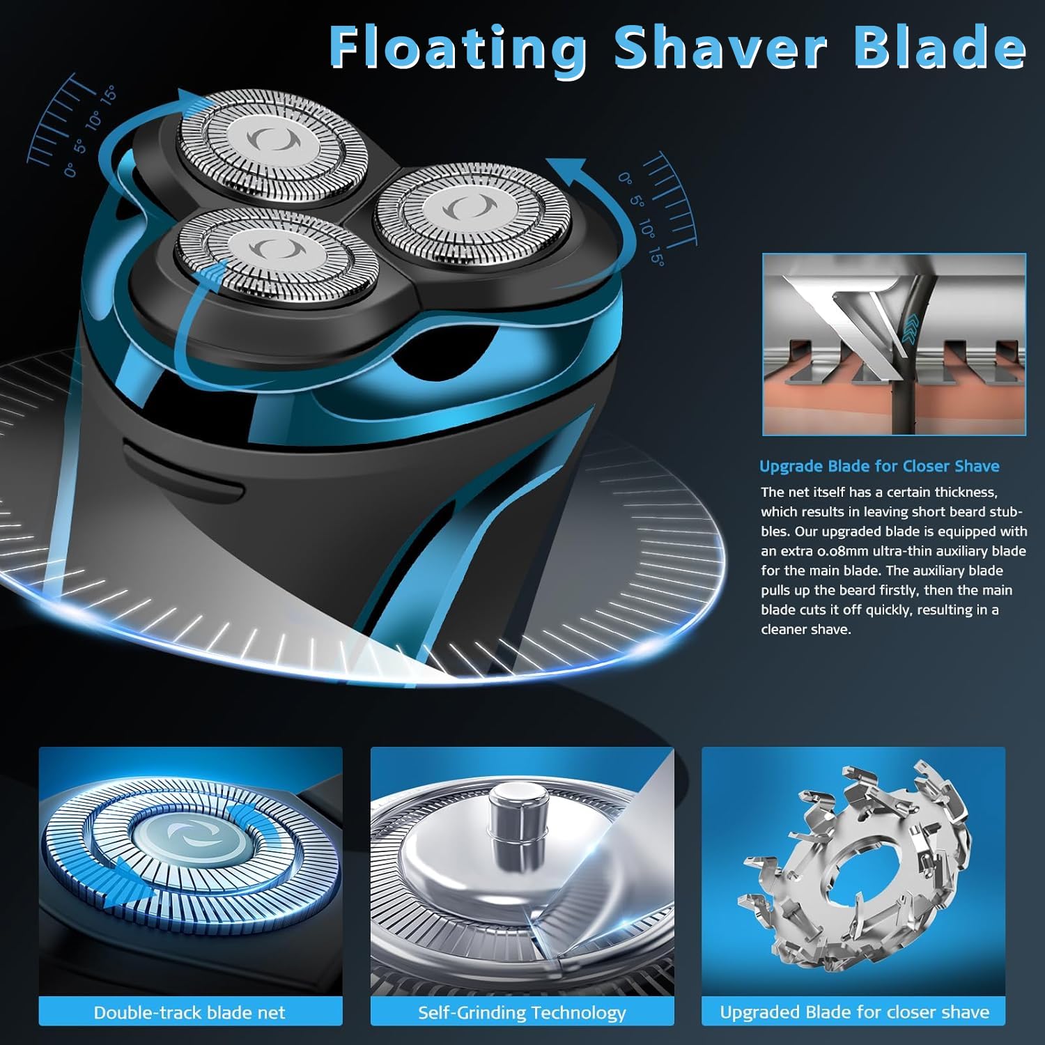 Snapbuy electric razor blue wet-dry usage shot for versatile shaving in any condition