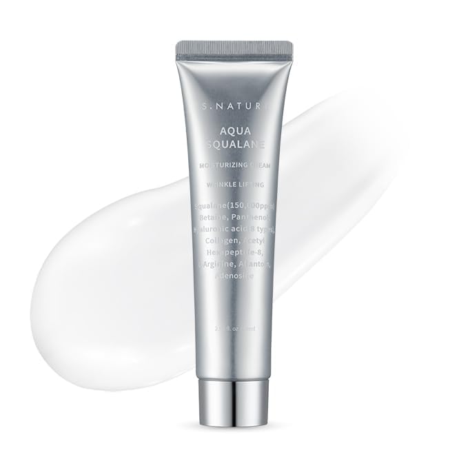 S.NATURE Aqua Squalane Cream jar closeup hints at deep hydration for dry skin.