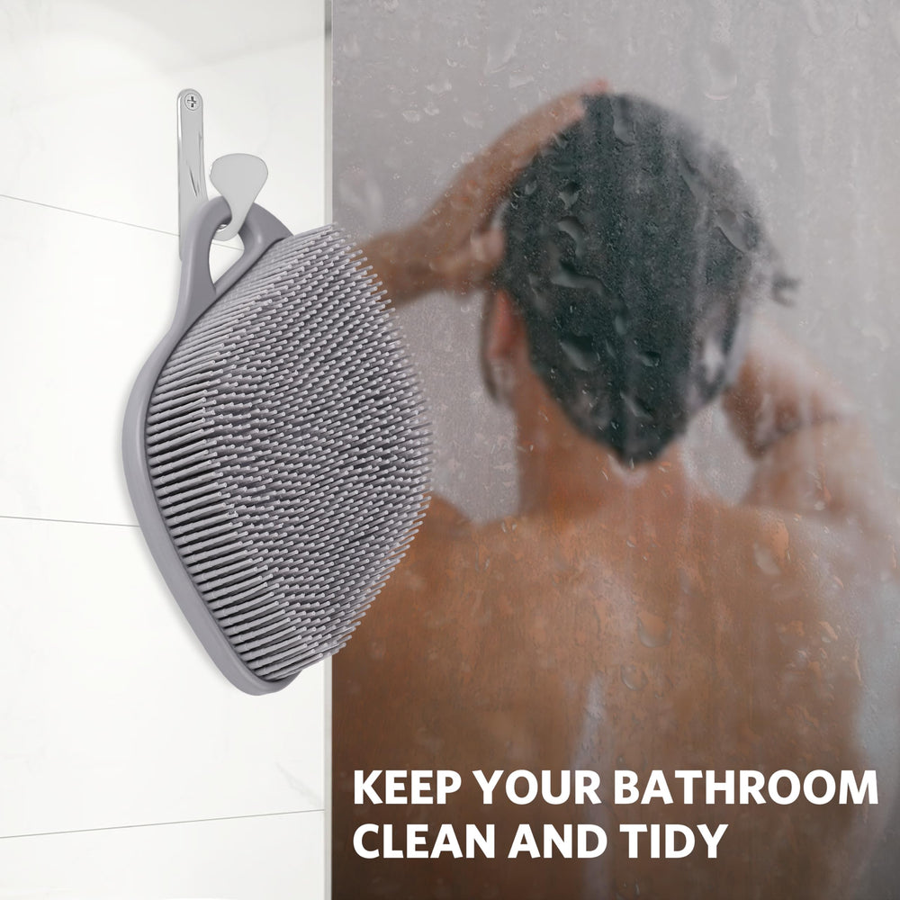 Sndyi shower scrubber includes hanging hole for quick drying and tidy storage.