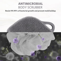 Sndyi leaf scrubber close-up reveals 851 lathering bristles for even wash distribution.