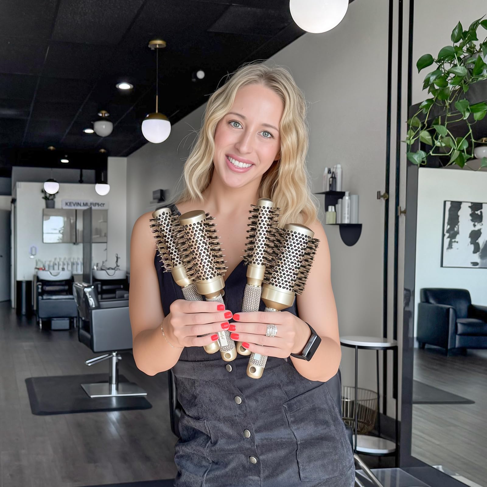 Sndyi at-home styling with shoulder-length hair for smooth straights and volume.