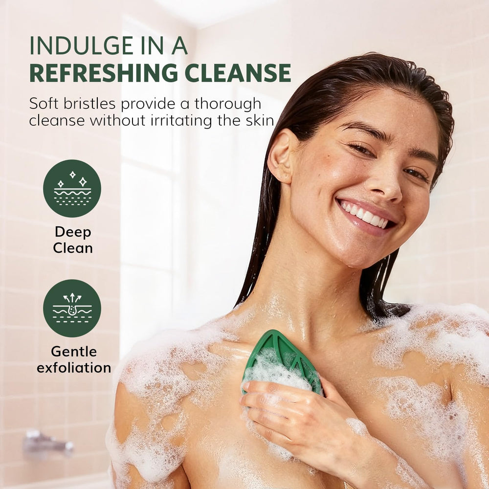 Sndyi soft silicone scrubber delivers gentle exfoliation for sensitive skin.