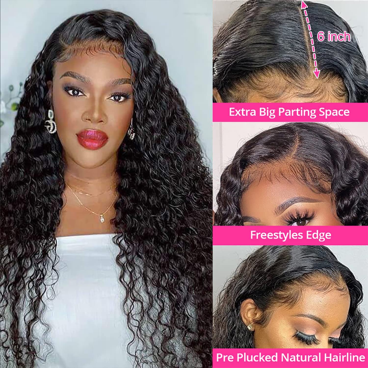 SNJON Water Wave 180-density wig adds fullness in a wet-and-wavy style