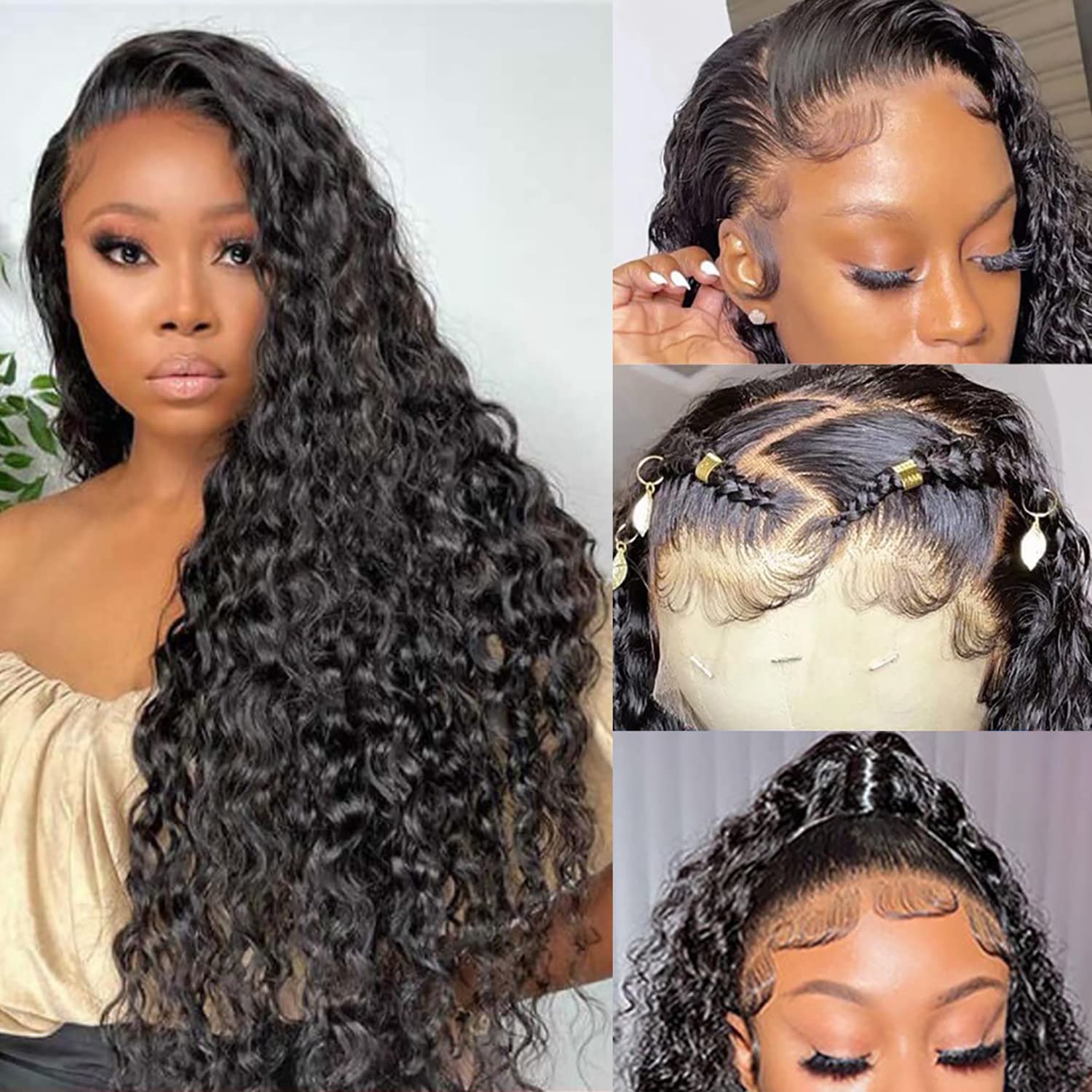 SNJON Water Wave baby-hair natural-hairline for realism