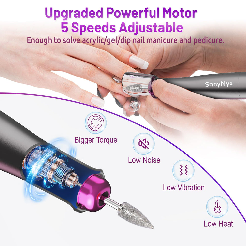 SnnyNyx nail drill bits set offering versatile shaping for acrylics, gels, and natural nails.
