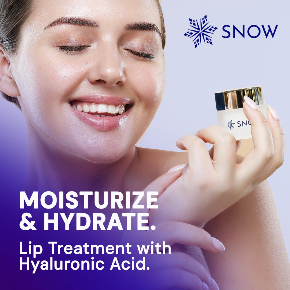 SNOW lip treatment with shea butter emphasizes deep moisture and softness.