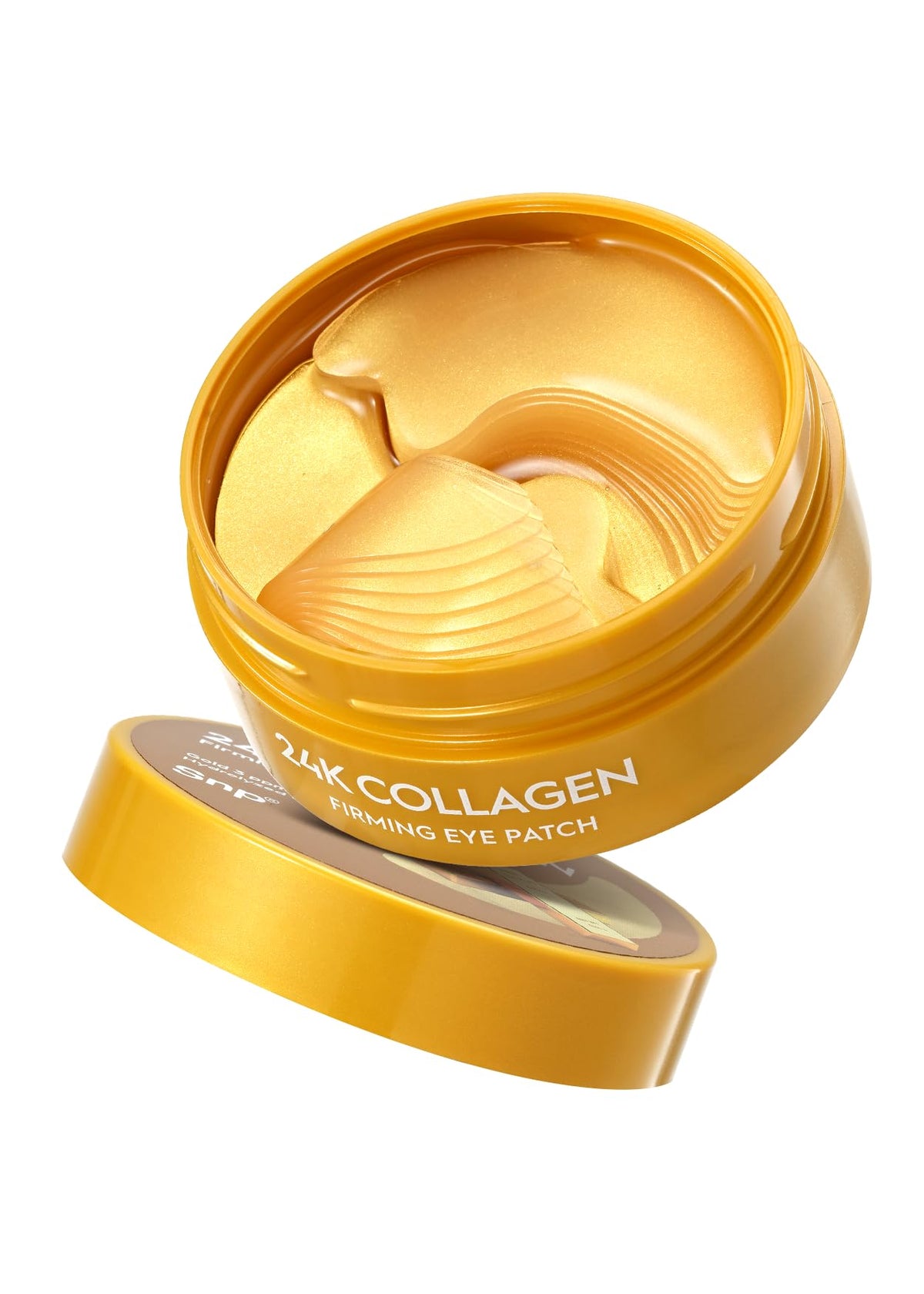 SNP 24K gold eye patch pack close-up highlighting hydration and firming potential.
