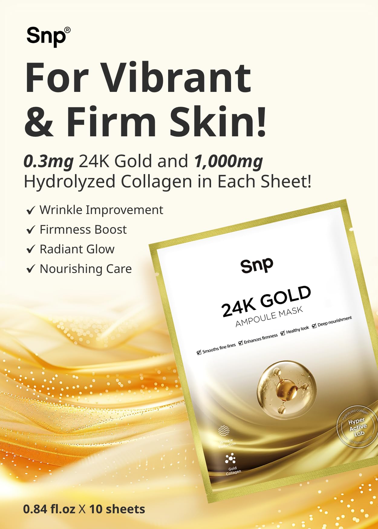 SNP 24K gold foil closeup highlights luxurious finish and premium formulation.