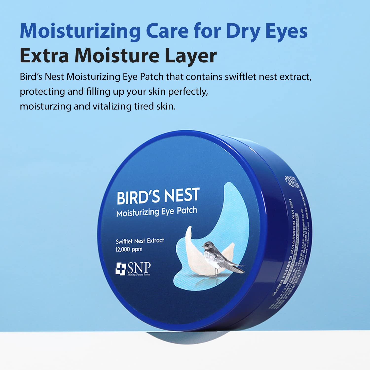 SNP eye patch multi-use areas shows patches work on cheeks or forehead.