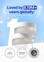 SNP 99% Glutathione eye patch applied under the eyes for refreshed look.