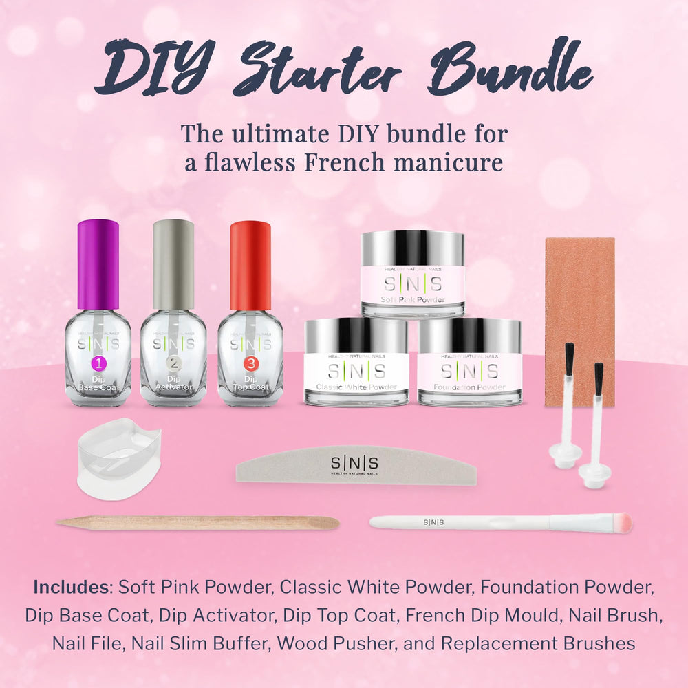 SNS Nails dip powder white close-up: crisp French tips for at-home styling.