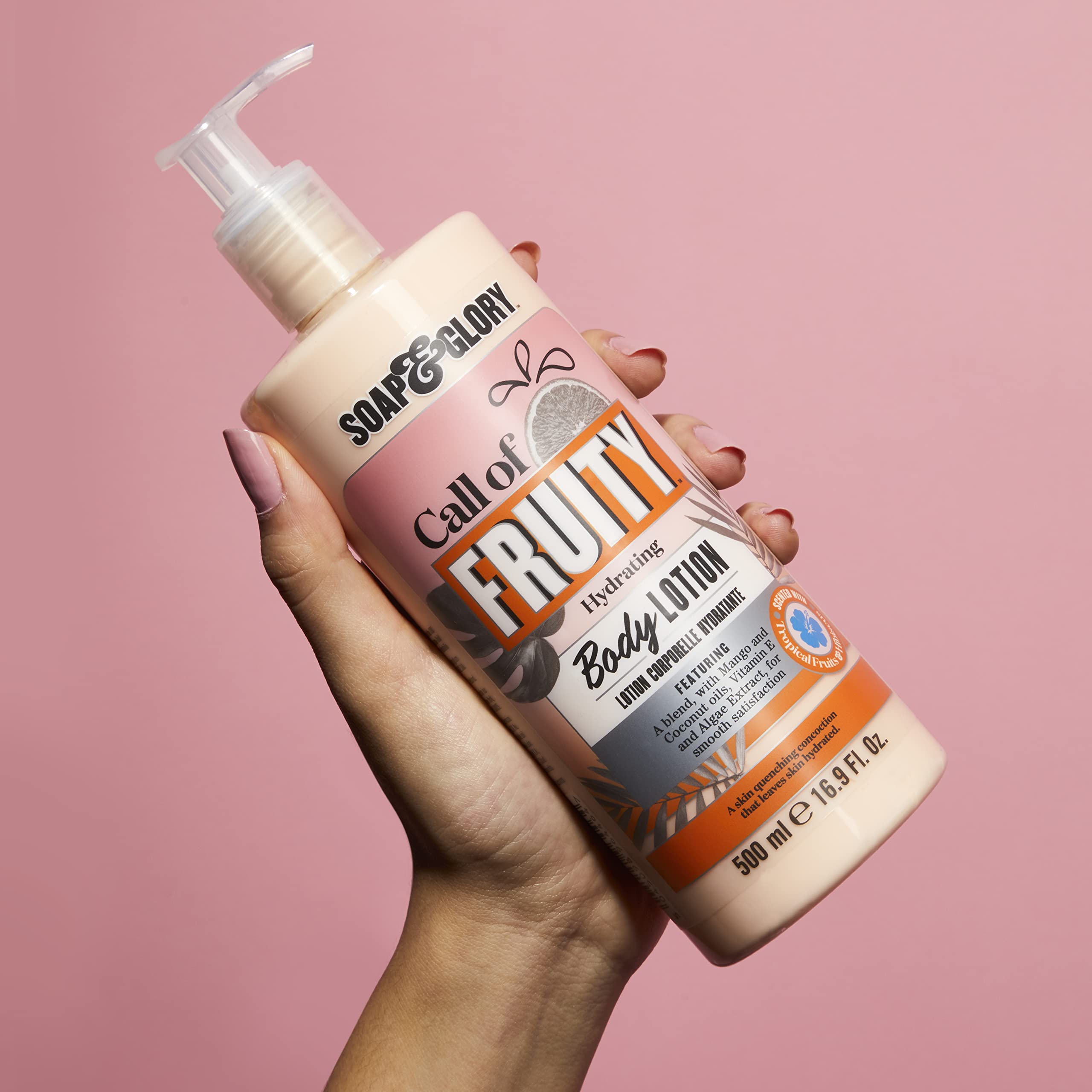 Soap and Glory Call of Fruity coconut oil detail emphasizing nourishing hydration