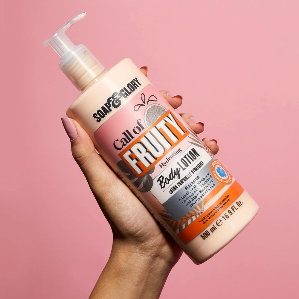 Soap and Glory Call of Fruity coconut oil detail emphasizing nourishing hydration