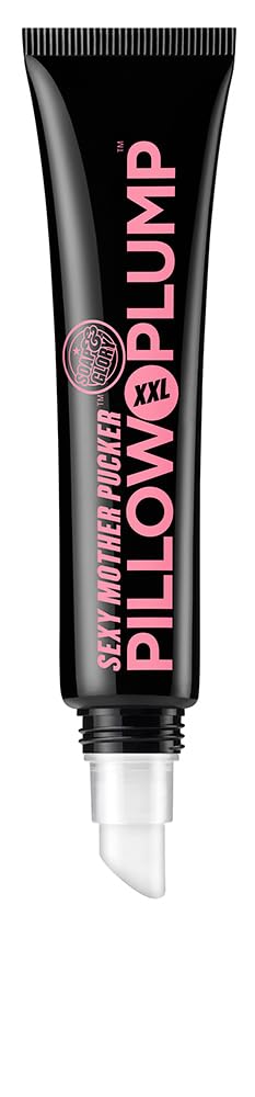 Soap & Glory Sexy Mother Pucker XXL lip gloss swatch on lips for hydrating shine