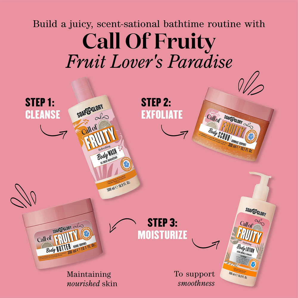 Soap & Glory Call of Fruity packaging is travel-friendly for compact bathrooms.